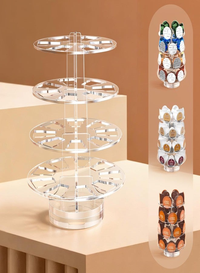 iMMDOKIN Coffee Pods Holder Acrylic Carousel Compatible with 30 Nespresso Vertuo Capsules And Keurig K-cup Pods, Space-Saving Coffee Pod Storage Organizer for Small Countertop - Image 1